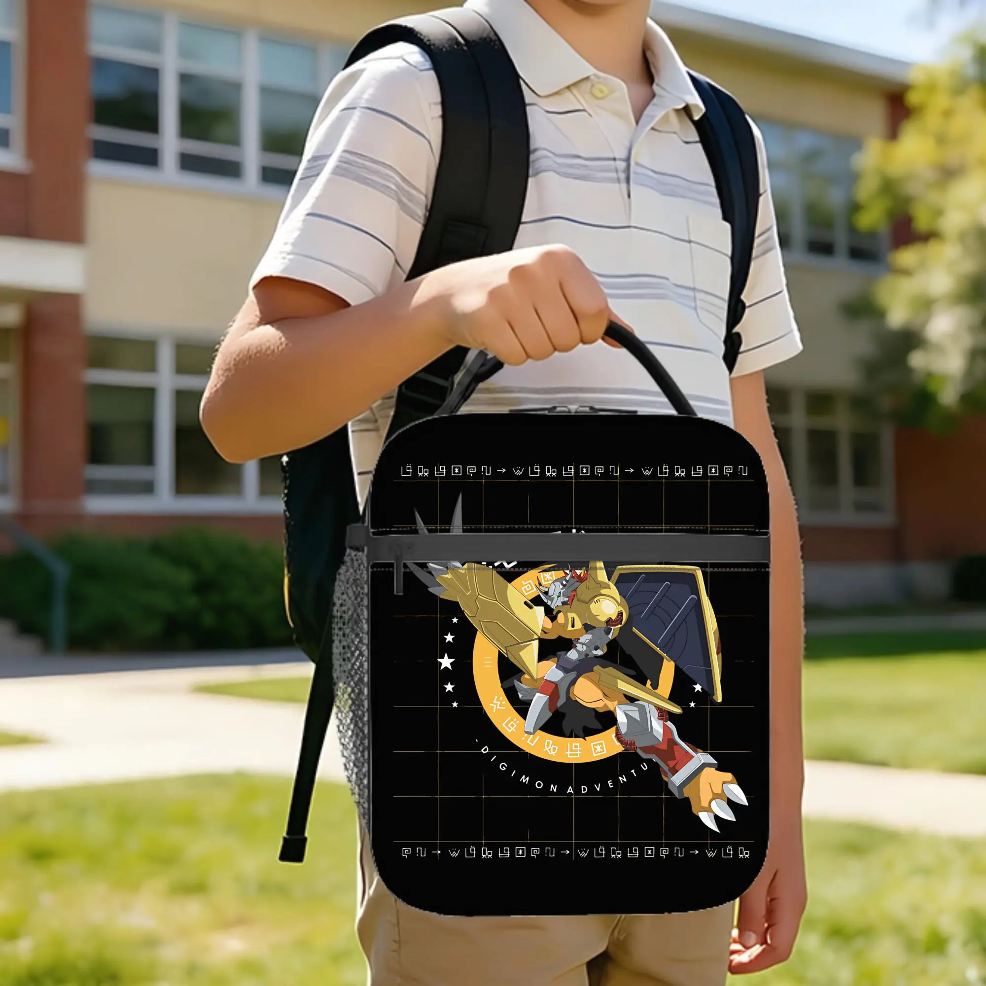 Digimon WARGREYMON Insulated Lunch Bag Cooler Bag Reusable,Lunch Container  Portable Tote Lunch Box Bento Pouch Work  Outdoor