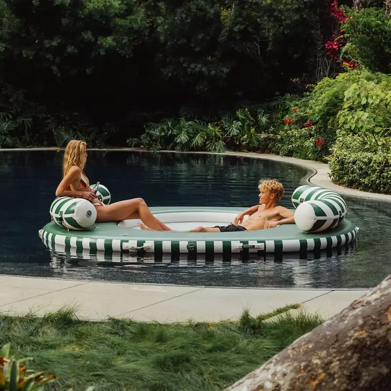 Large Inflatable Floating Water Platform Hammock PVC Material 500kg Capacity Outdoor Use