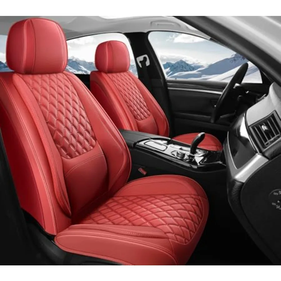 

Чехлы для автомобильных сидений, полный комплект, красные, из искусственной кожи, водонепроницаемые, дышащие, с поддержкой поясницы, универсальные, износостойкие, для большинства моделей.