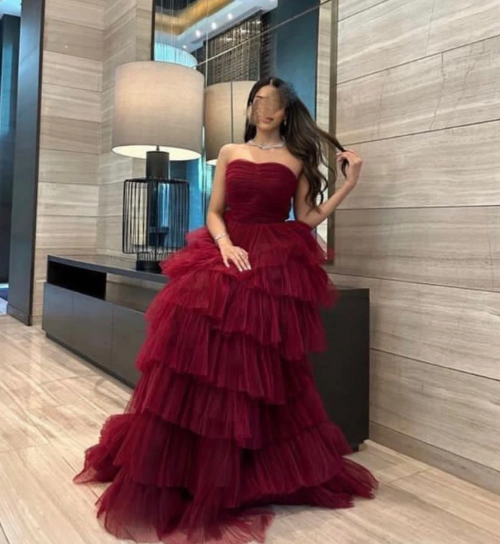 Ball Gown Prom Dress Ruched Ruffles Tulle Chic Sweetheart Sleevless Evening Dresses Sexy Illusion Custom Made Robe De Soiree