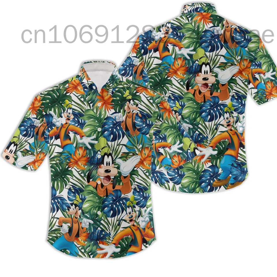 

Disney Goofy Hawaiian Shirt Men's Women's Casual Beach Short Sleeve Button-Down Shirt Disney Kids Tropical Hawaiian Party Shirt