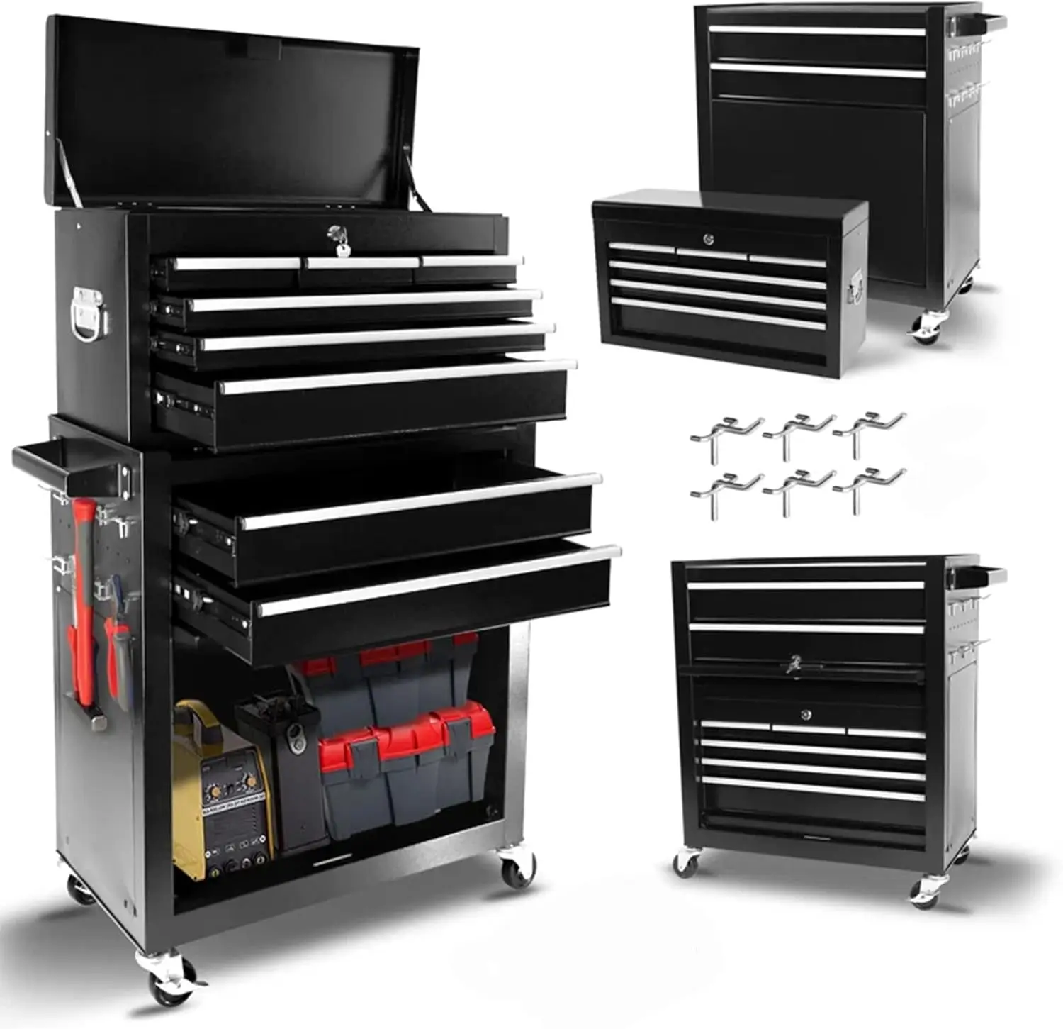 

Rolling Tool Chest - 8 Drawers Tool Box Organizer with Lockable Wheels