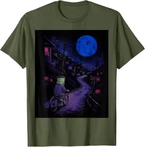 Frankenstein auf Fahrrad Halloween Fahrrad Radfahren T-Shirt Y2k Fahrradtour Vollmond Radfahren Gruselige Geschenke Grafik-T-Shirt Geschenke – Detail 7