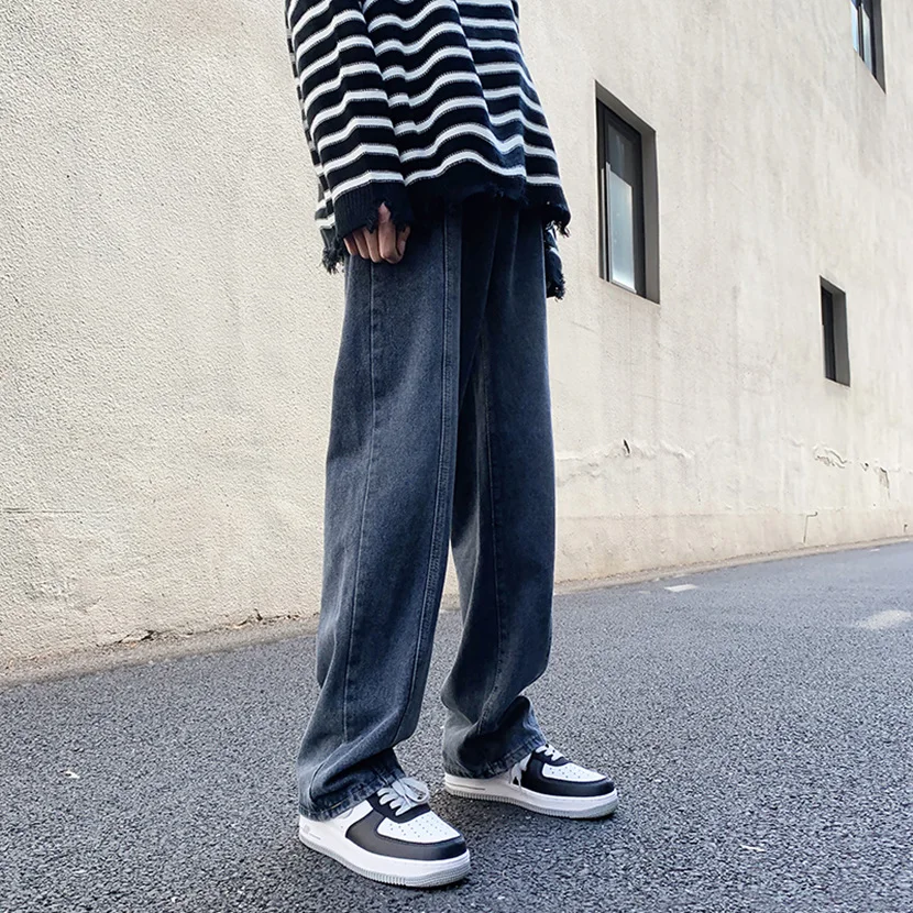 

American Sle Men's Streetwear Vintage High Street Jeans Trendy Loose Straight Leg Long Pants Spring Autumn New Arrival