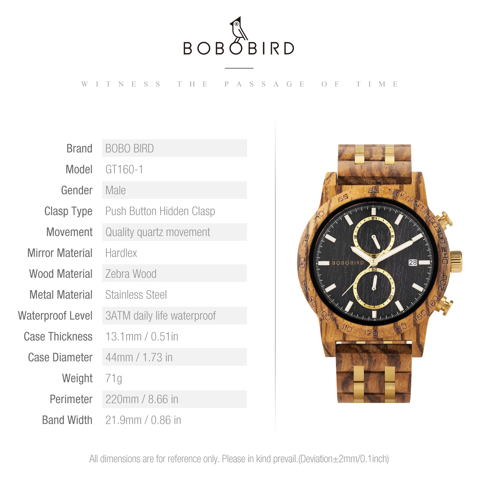 BOBO BIRD Luxury Wood Watch Men Timepieces Chronograph Auto Date Male Quartz Wristwatches Great Gift For Men Custom Dropshipping