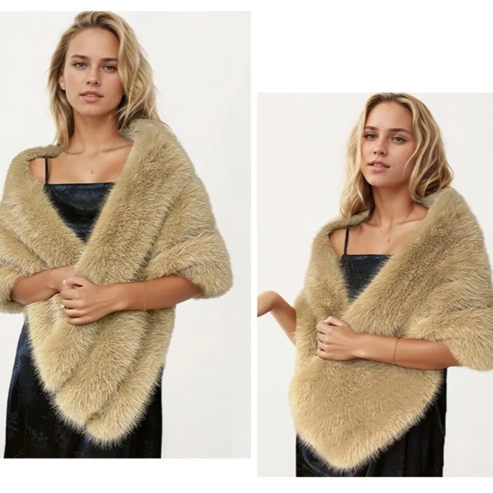 ファッションソリッドカラープラッシュショール韓国スタイル厚手フェイクファースカーフソフトマントネックラップ花嫁ショルダーフェイクカラーデイリー