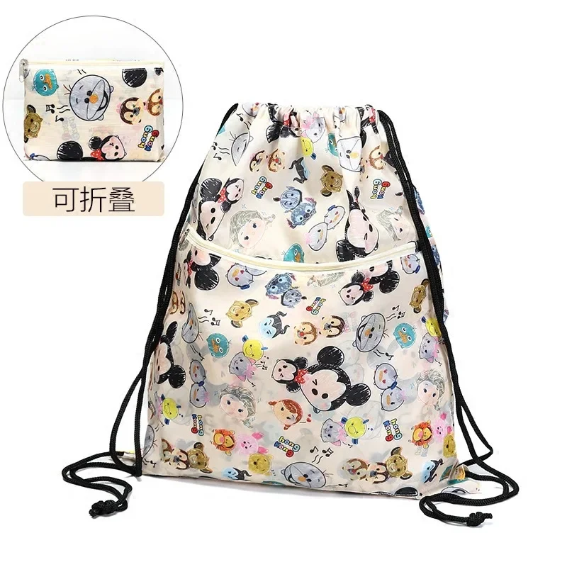 Disney new Mickey Minnie print cartoon zaino borsa per pannolini borsa da scuola con coulisse impermeabile borsa da viaggio portatile pieghevole