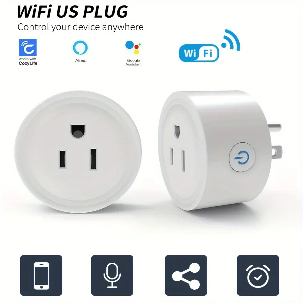 Smart US Plug WiFi Outlet Switch Socket 10A APP/Voice Control Group 100-240V Timer Alexa Google Assistant CozyLife for Home Auto