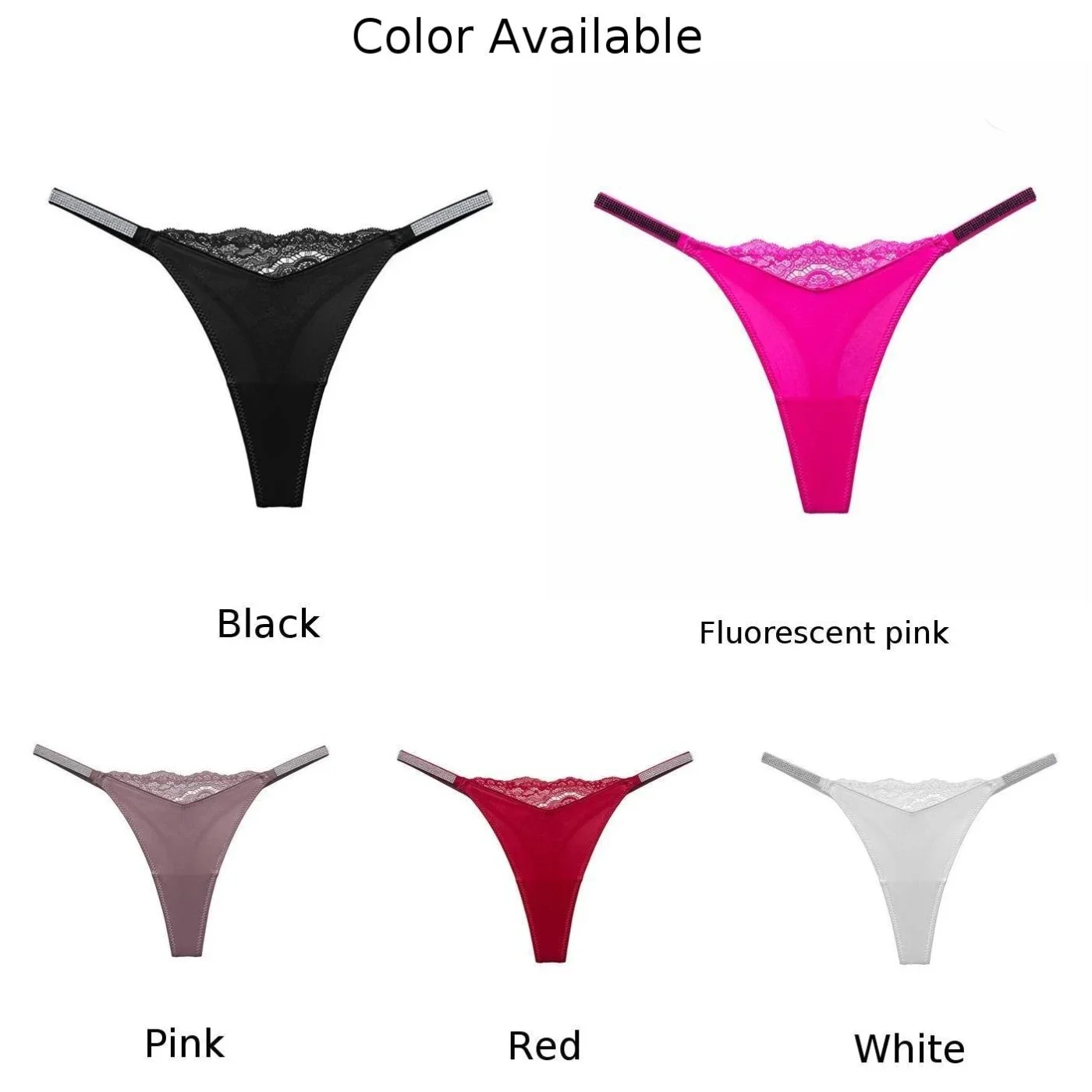 Rhinestone Women Sheer G-string Thongs Underwear UnderpantsT-back Low Rise Panty