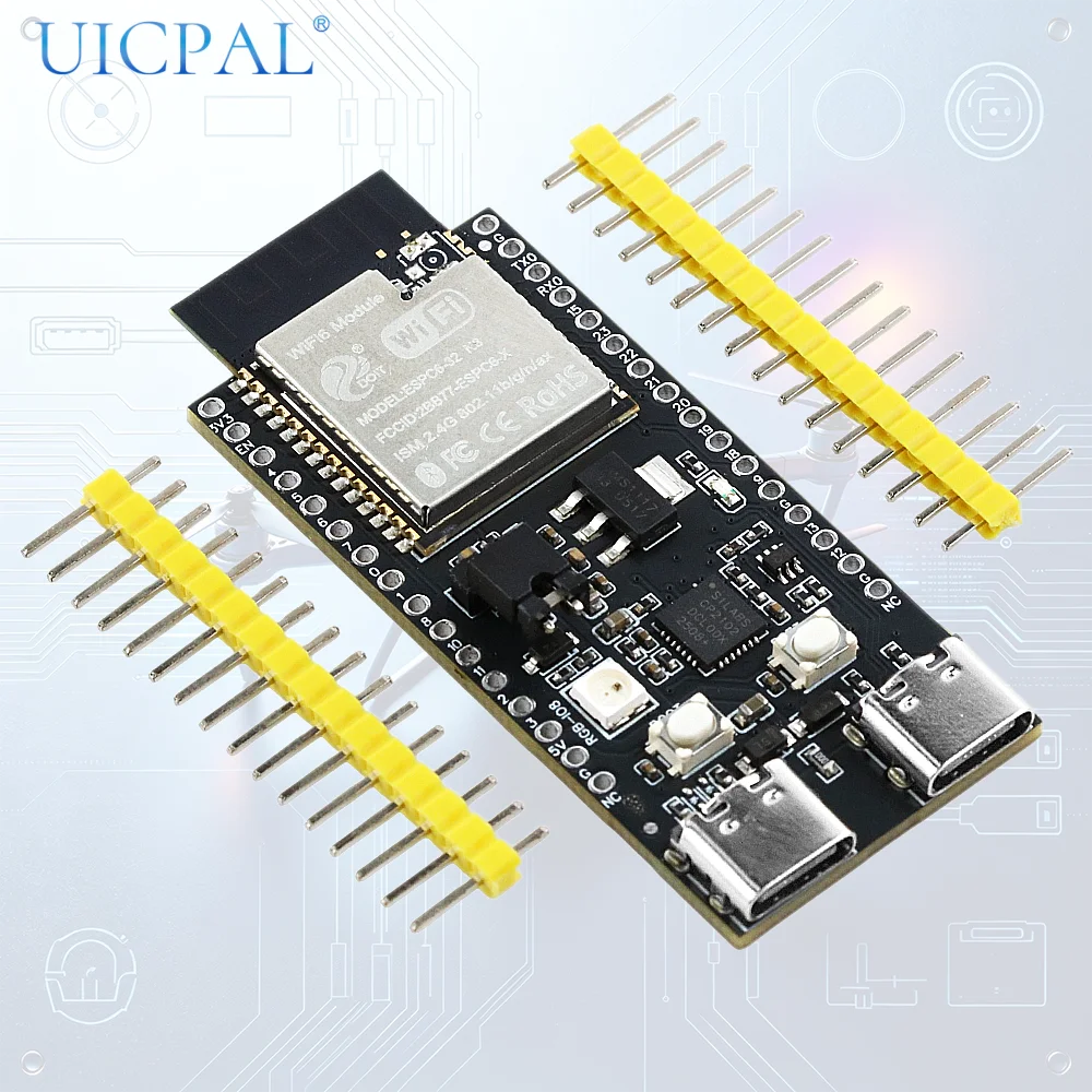 ESP32 C6 N8 Development Board WiFi 6 BT Module ESP‑IDF IDE J5 8M FLASH 32PIN CP2102 TYPE-C WiFi6 ESP32-C6-DevKitC-1 for Android