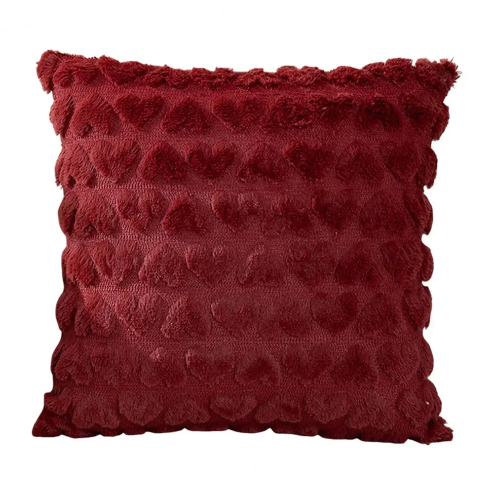 Solid Color Pillow Cover 3d Heart Pattern Throw Pillowcase with Hidden Zipper Closure for Bedroom Room Sofa Short Plush for New