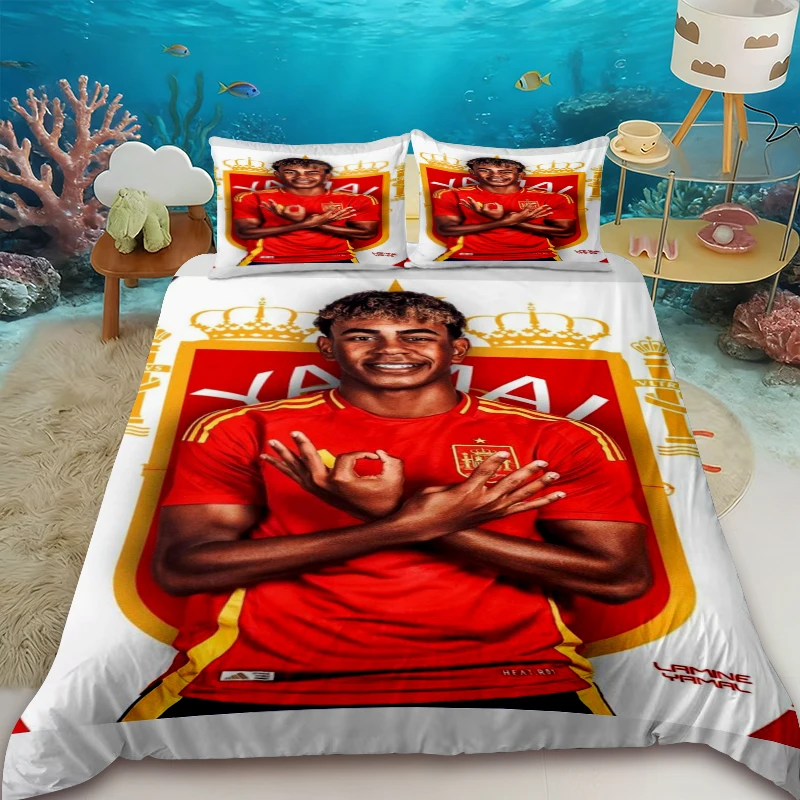 

Yamal Football Star Three-Piece Duvet Cover Set, Bedroom Decor, Soft and Comfortable, with Zipper.