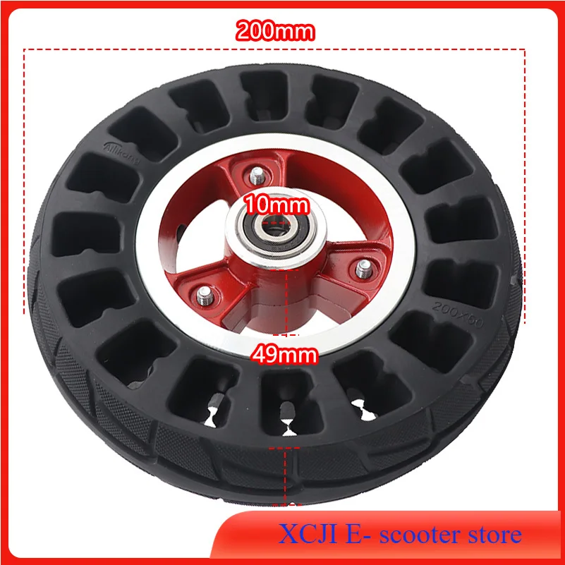 

200x50 solid tyre tube with red hub for Electric Bike Scooter tyres 8 inch wheel Motorcycle Solid Tires Bee Hive square Holes