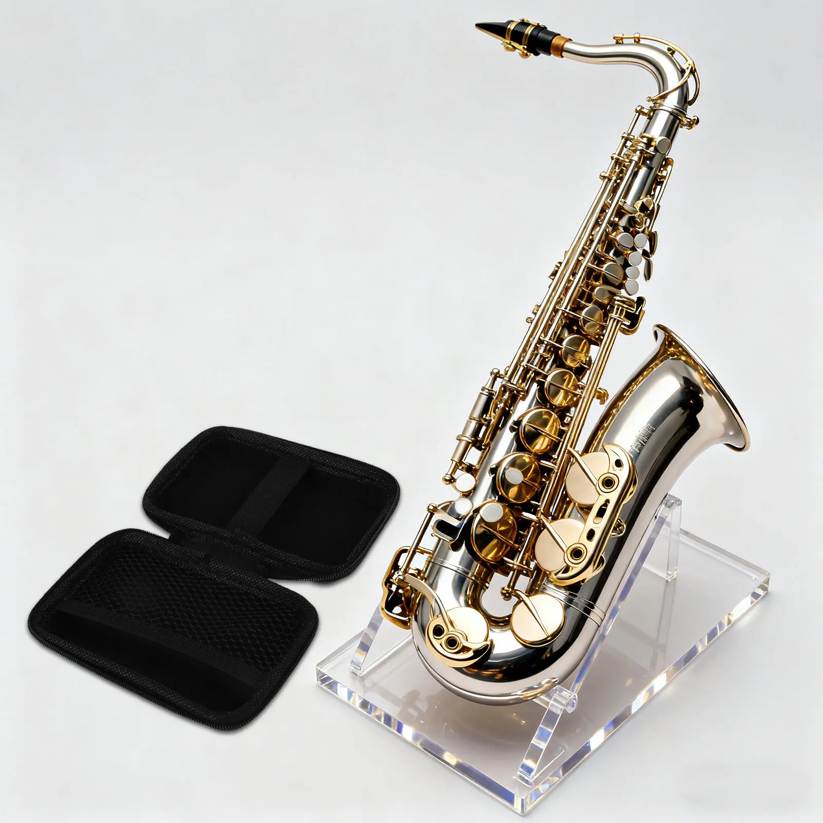 2Pcs Tenor Saxophone Mouthpiece Case Portable Hard-Shell Shockproof Lightweight Reed Storage Box Zippered 5.12x3.15x1.57 Inch