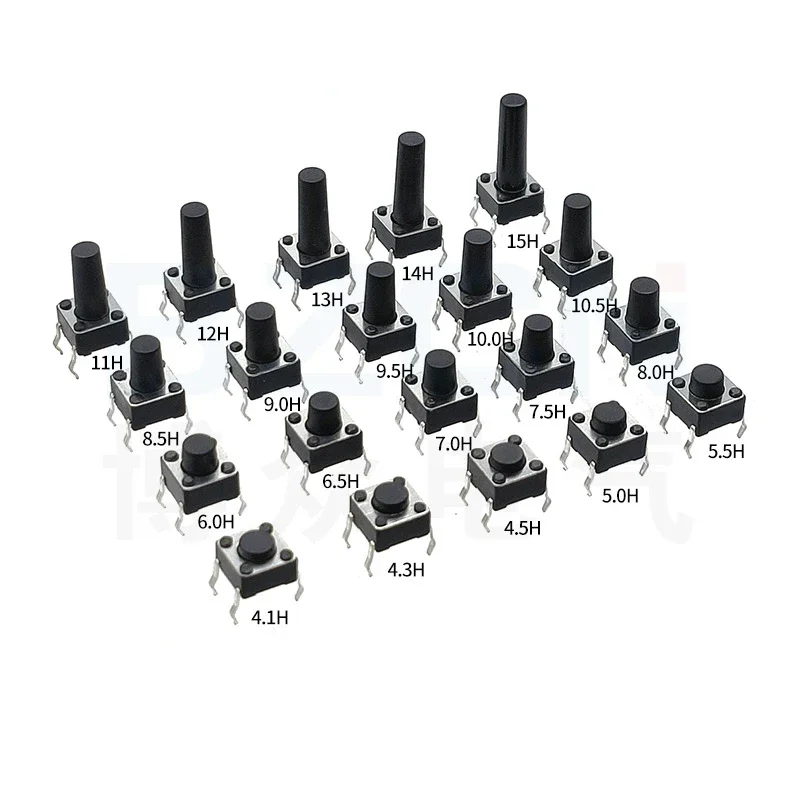 Tactile Tact Push Button Micro Switch Momentary 20Pcs  DIP 6*6*4.3MM 6X6X4.3/4.5/5.0/5.5/6.0/6.5/7.0/8.0/8.5/10/11/12/13/15/16MM