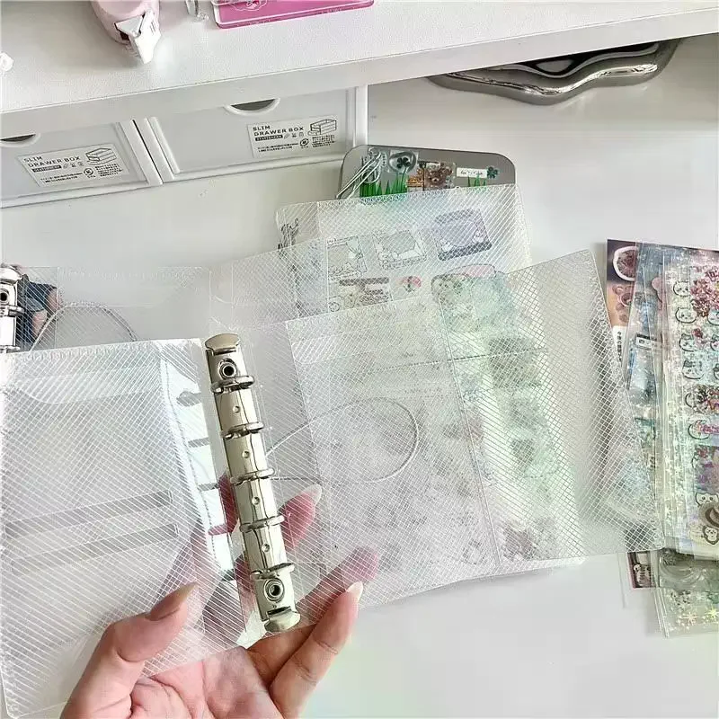 M5 A6 Diagonal PP Three Fold PP Loose Notebook Cover Mini Portable Sticker Small Card Photo Storage Ledger