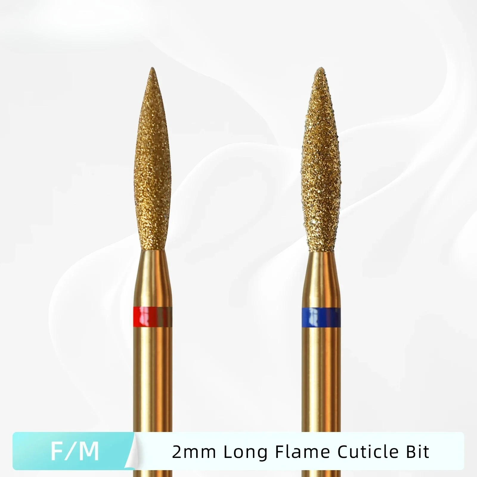 

2mm Long Flame Cuticle Clean Nail Drill Bit, Titanium Russian Diamond Nail Bits Dead Skin Nail Cleaner Accessories Tool