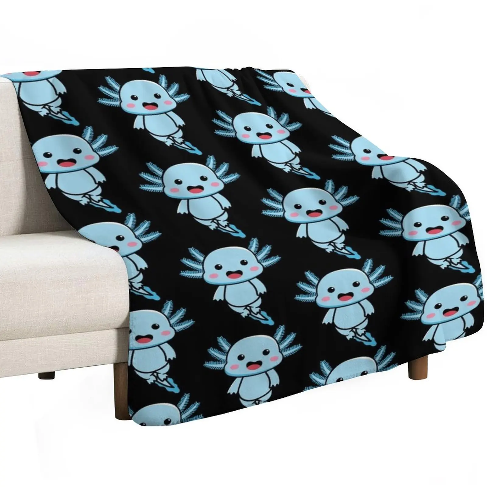 Copy of axoltol- reptile axoltl Throw Blanket Flannel Fabric valentine gift ideas Hairy Flannel Decorative Beds Blankets
