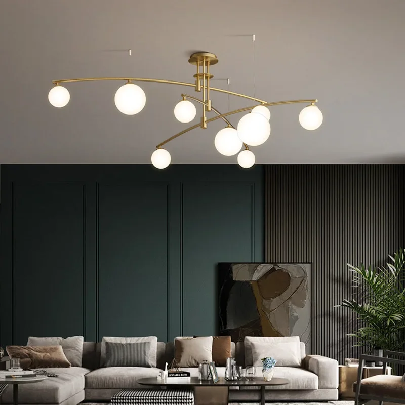 

Modern Pendant Lamps Nordic Lighting Luxury Gold Glass Chandeliers Living Room Bedroom Dining Hallway Aisle Interior Decor Lamps