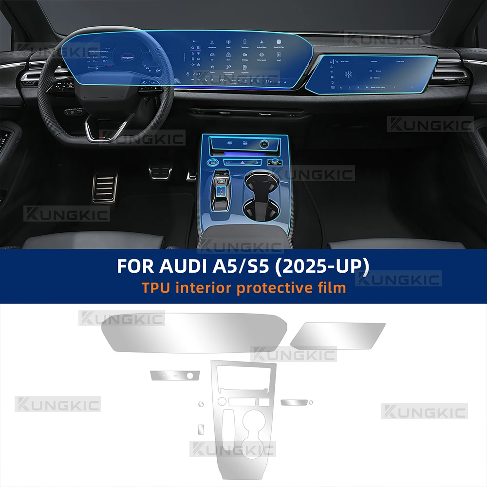 

Для Audi A5 S5 2025 защитная пленка, аксессуары для интерьера, прозрачный ТПУ, GPS-навигация, панель передач, наклейка на центральную консоль, левый руль