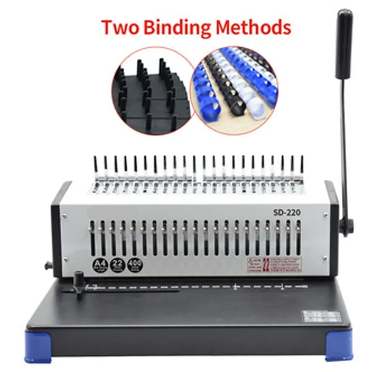 450*310*425mm Comb Binder Manual 21 Hole Comb Rubber Ring Binding Machine Glue Binding Punch Machine DX-220