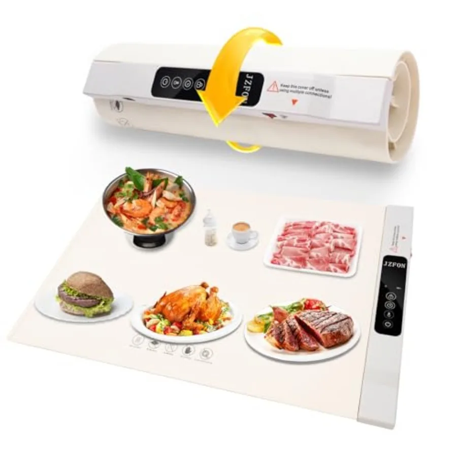 

Food Warming Mat-Roll Up Food Warmer with Fast and Even Heating Premium-Grade Silicon Material, with 6 Level Adjustable Tempera