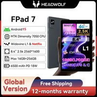 Headwolf FPad7 8 inch Android 15 Tablet 2560x1600 16GB LPDDR5+256GB UFS 3.1, 6500mAh PD18W, 8MP/16MP Camera, SIM 4G LTE WiFi 6