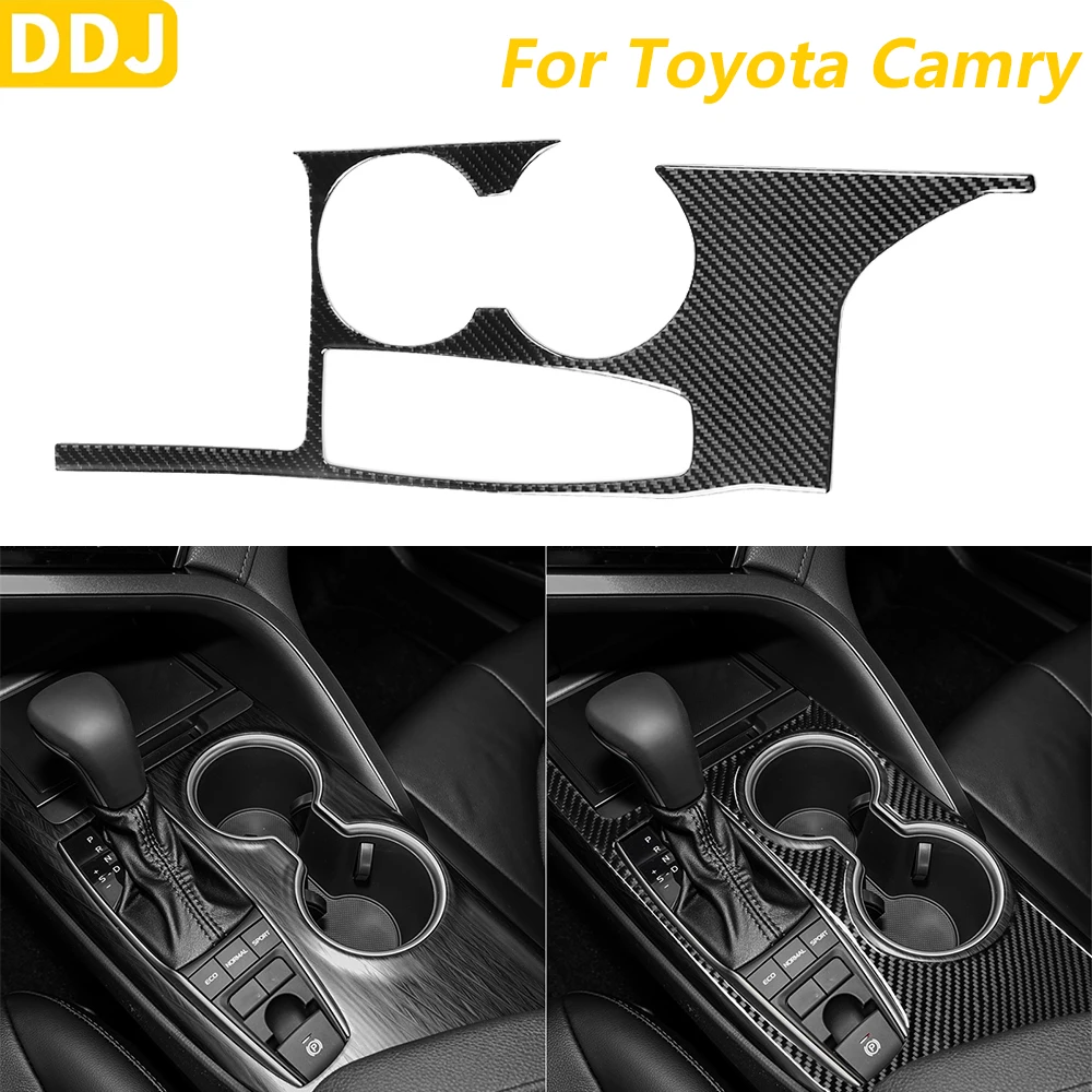

Soft Carbon Fiber Central Control Gear Shift Water Cup Holder Panel Trim Cover For Toyota Camry 2018-2024 Interior Accessories
