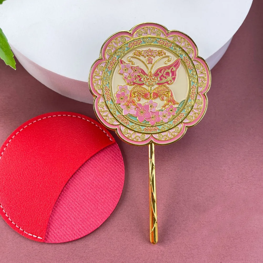 

Steric Chinese-style Handheld Mirror Flower Textured Metal Cosmetic Mirror Makeup Tool Panda Cartoon Makeup Mirror Gift