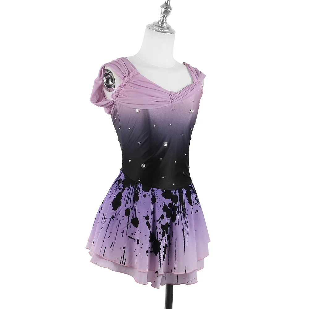 Zagitova Figure Skating Dress Women Girls Ice Skating Skirt Performance Competition Gradient Ink Color Sleeveless