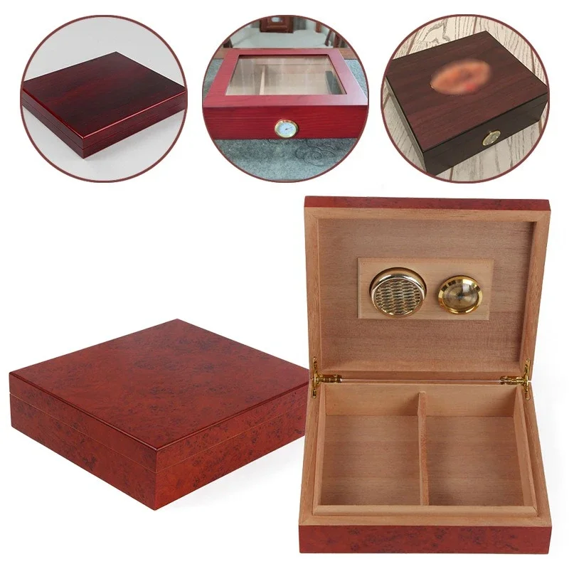 

2024 New Portable Cigar Humidor Box with Glass Top Cigar Humidor with Cedar Wood Travel Cigar Case With Humidifier For Cigars