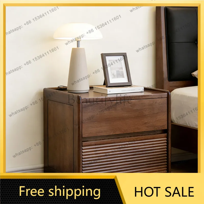 LJY Japanese Tall Nightstands Designer Dark Brown Lounges Narrow Bedside Table Space Saving Lounges Mesitas De Noche Furniture H