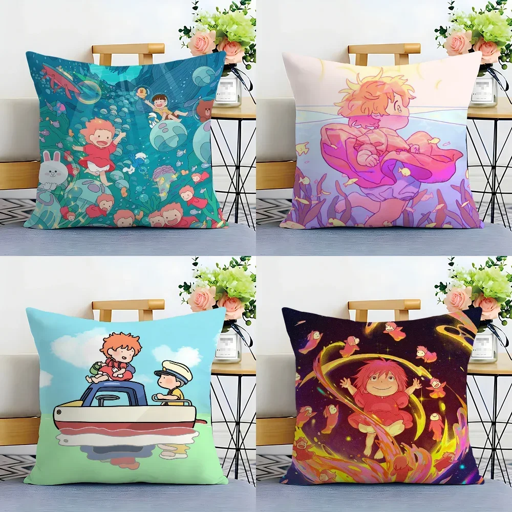 Cartoon P-PonyO on-the CliffS Pillow Case Plush Fabric Soft  Pillowcase Double Sided Print Cushion Cover Household Gifts