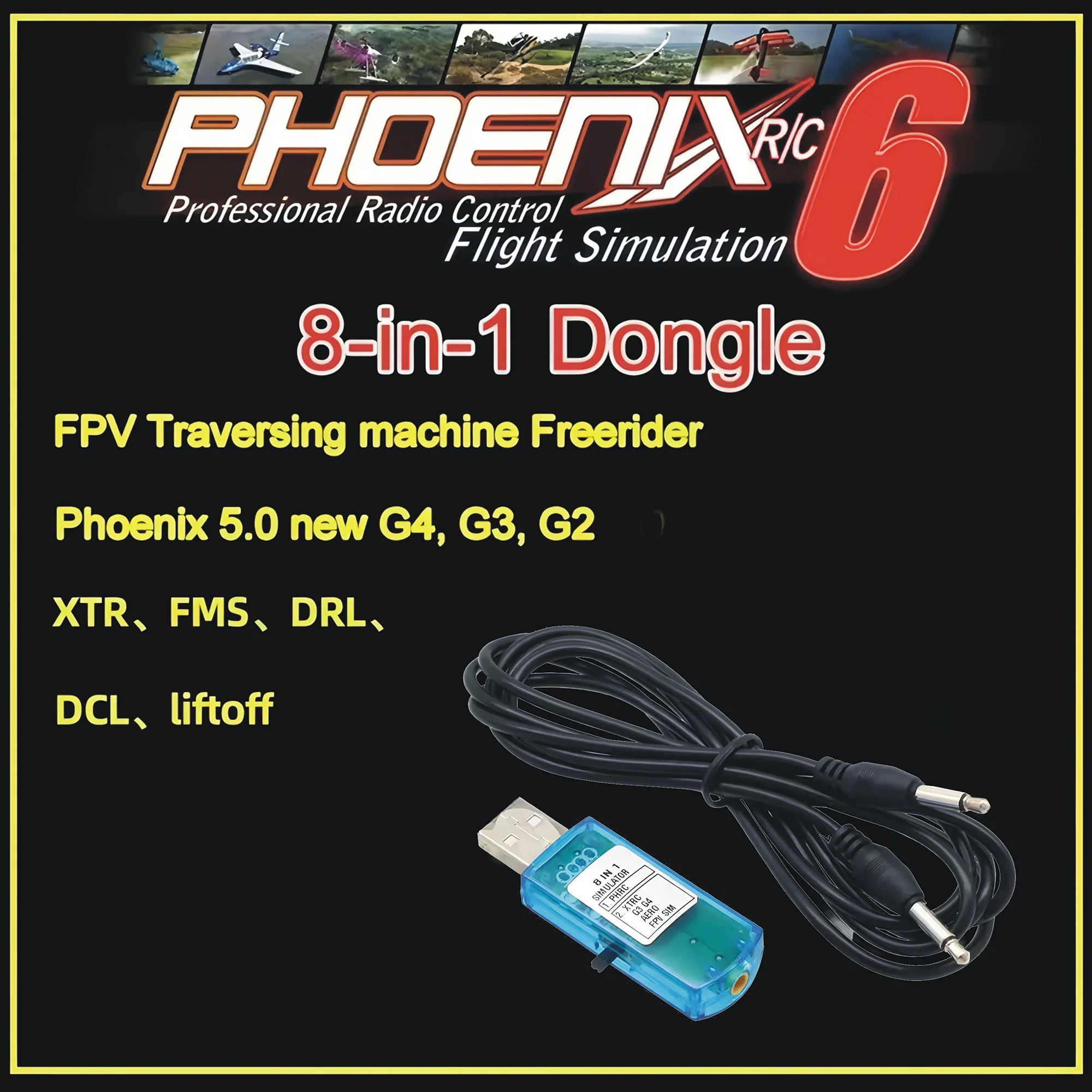 8 In 1 Realflight Simulator Remote Control USB Model RC Aircraft All-round Dongle Phoenix 6.0 Golden Warrior Simulation