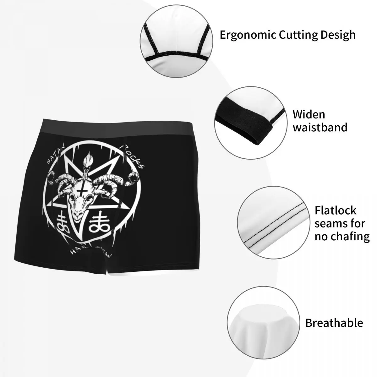 Hail Satan Satan Rocks Boxer Shorts For Men 3D Print Male Satanic Occult Baphomet Underwear Panties Briefs Soft Underpants