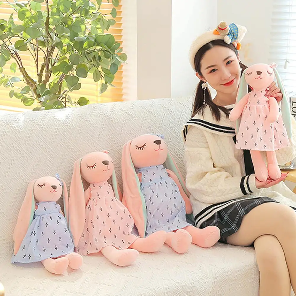 لطيف الأرنب دمية طفل مهدئا دمية على شكل أرنب دمية النوم الحيوانات المحشوة الاطفال بلوشي دمية لعبة آذان طويلة أرنب دمية الفتيات الهدايا
