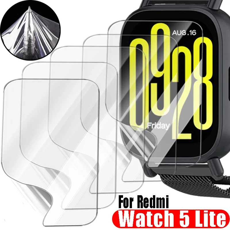 5-10Pcs Hydrogel Film For Redmi Watch 5 Lite Soft Screen Protector For Redmi Watch5 Lite Not Glass Smartwatch Accessories Curved