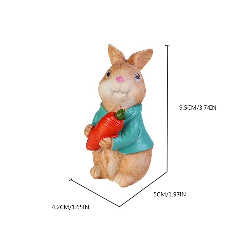 1pcs Resin Little White Rabbit Figurine Cute Cartoon Animal Sculpture Creative Handicraft Bunny Statue Christmas