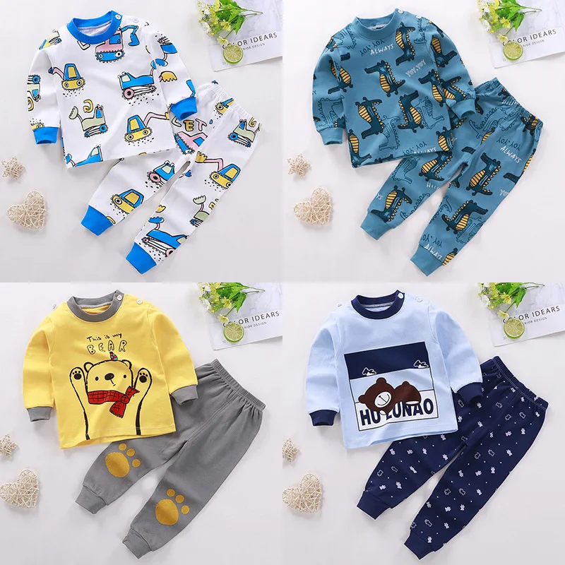 Herfst Peuter 6M 12M 3T 4T 5T Meisjes Jongens Kids Pyjama Sets Lange mouw Konijn kinderen Nachtkleding Kind Kleding Pjms Groothandel