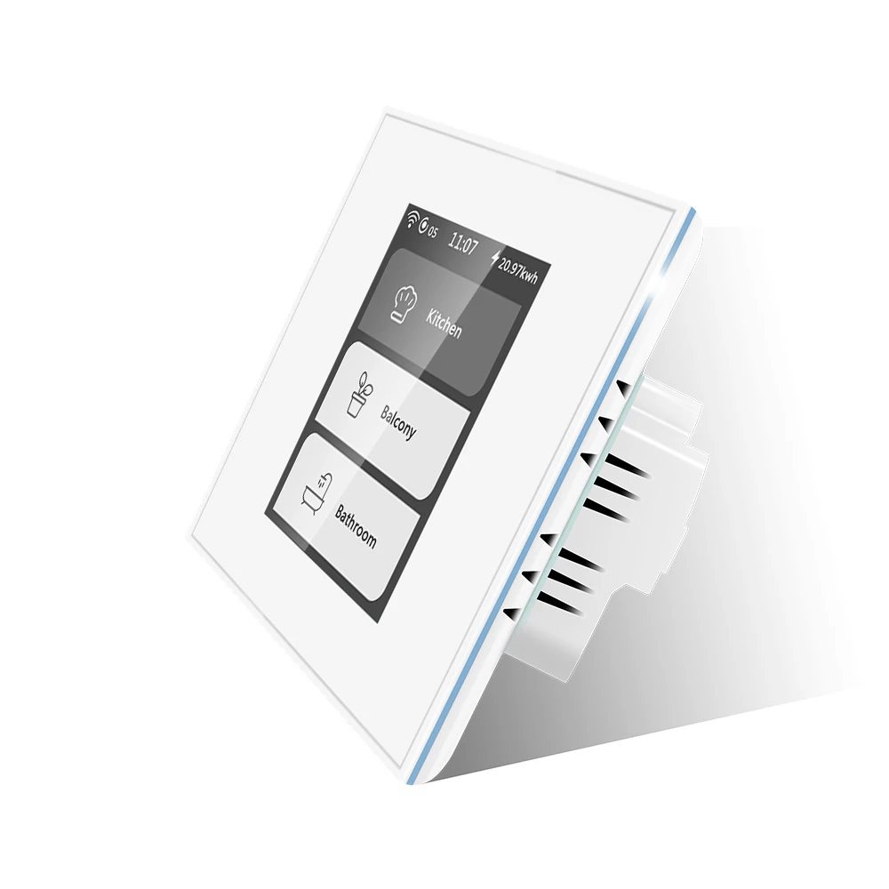 Inteligentny przełącznik światła LCD WiFi Mesh z sterowaniem głosowym Alexa i Google, bezprzewodowy, elektryczny, inteligentny, WiFi, dotykowy, ścienny, zdalnie sterowany przez aplikację.