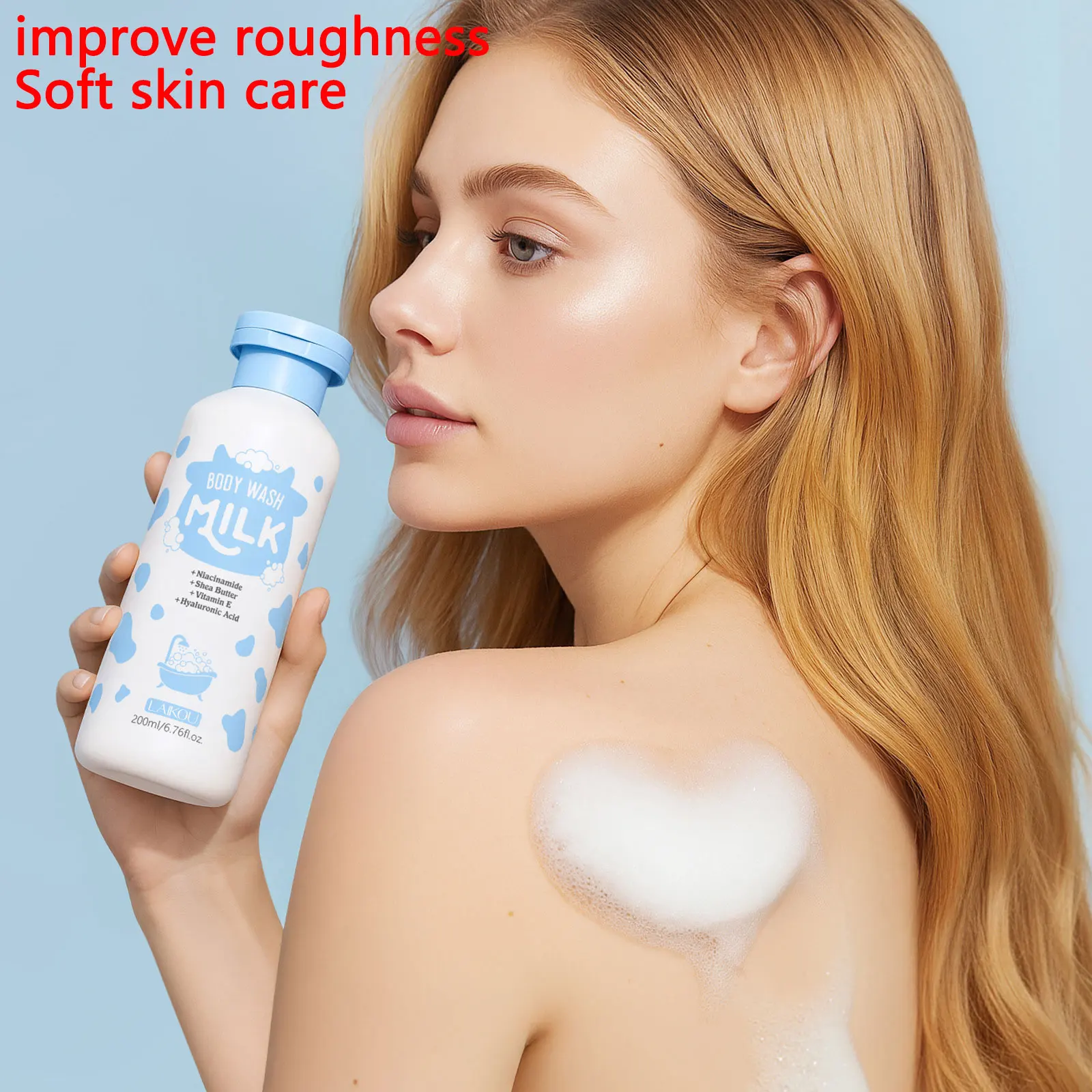 

LAIKOU Milk Moisturizing Shower Gel 200ml Hydrating Moisturizing Soft Skin Cleansing Oil Control Shower Gel