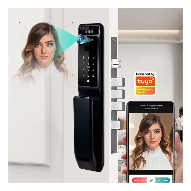 

ANG Fully Automatic Wifi App Face Recognition Smart Door With Camera