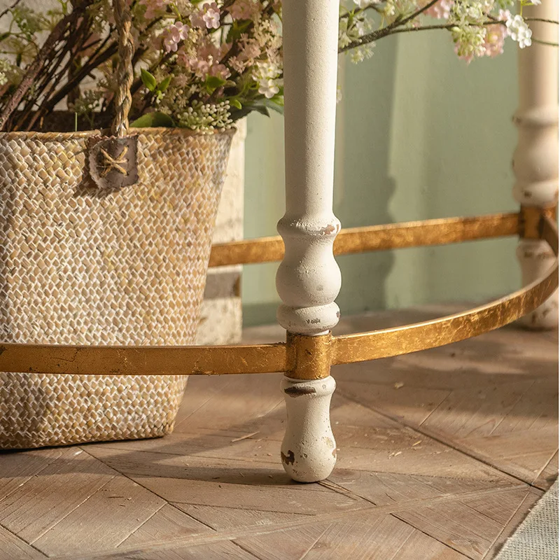طاولة مدخل كلاسيكية من الخشب الصلب B & B حامل عرض ديكور قديم لغرفة المعيشة طاولة شبه مستديرة مجمعة مقابل الحائط