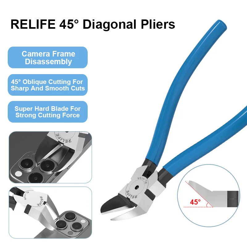 RELIFE RL-112A 45° Precision Diagonal Pliers Mobile Lens Steel Ring Disassembly High Hardness Electronic Repair Hand Tools