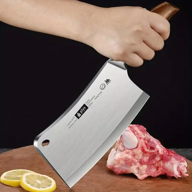 Robustes Fleischerbeil aus Edelstahl - Ultrascharfes Professionelles Küchenmesser zum Knochenhacken und Kochen – Detail 3