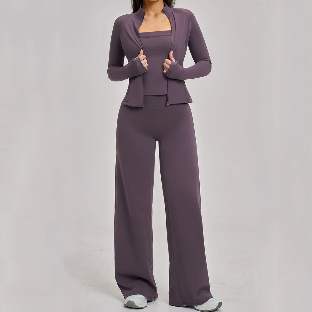 3PCS Yoga Suit Set Cycling Tracksuit Shockproof Sport Bra Women Tracksuit Fitness Running Sportswear Gym Long Sleeve Yoga Set