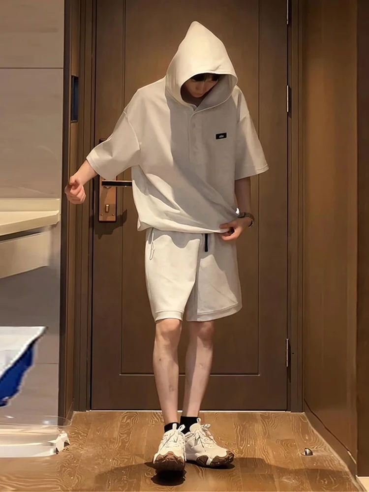 

Крутой летний комплект для мужчин: худи или свитшот и шорты, повседневная спортивная одежда из полиэстера (100%), для подростков