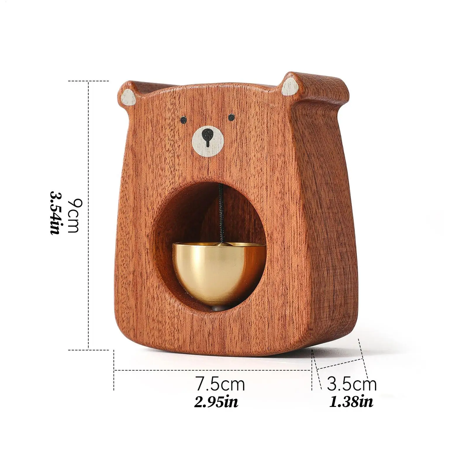 ديكور جرس الباب لطيف الدب الخشبي تمثال جرس الباب مع صوت هش منضدية زخرفة ألعاب جرس الباب التفاعلية للطفل طفل صغير #5