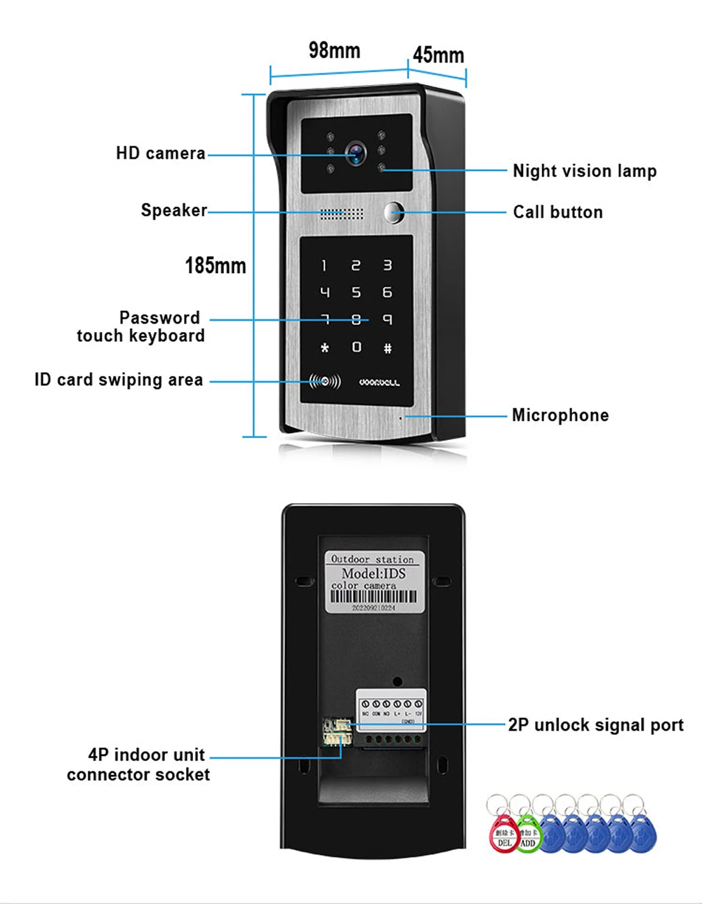 Tuya Wifi 1080P 7 Inch Touch Screen Video Intercom Doorbell Smart APP With RFID Electric Lock Password Access Control System