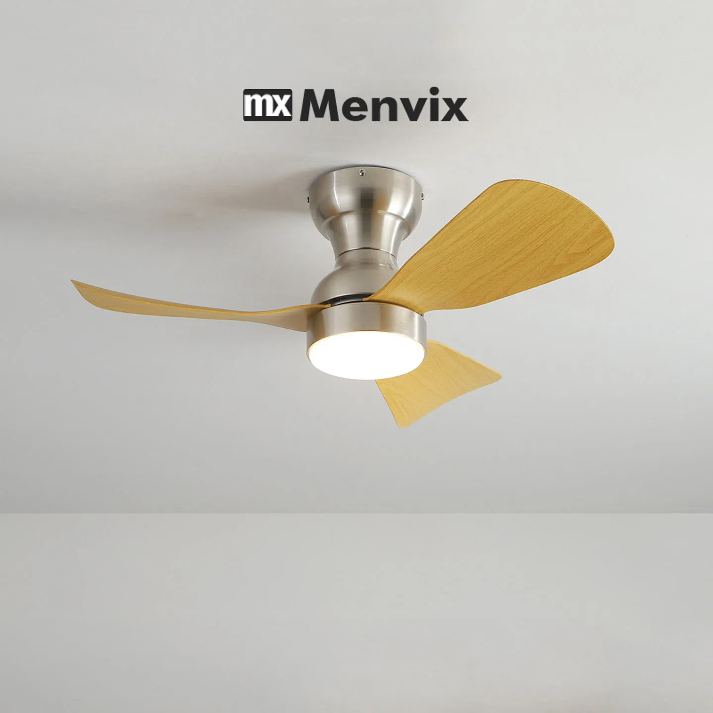 Menvix Bauhaus Style Ceiling Fan with Light,  Modern Minimalist Remote Control Reversible Fan Lamp for Living Room Bedroom Loft